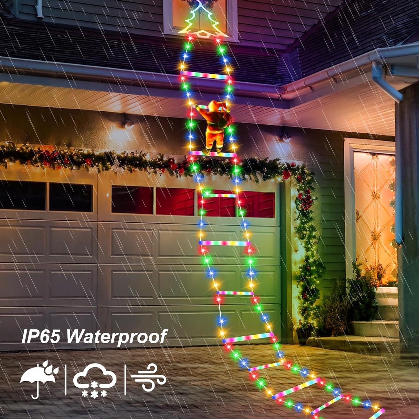 🎄 LED Christmas Decorative Ladder Lights with Santa Claus 🎅✨
