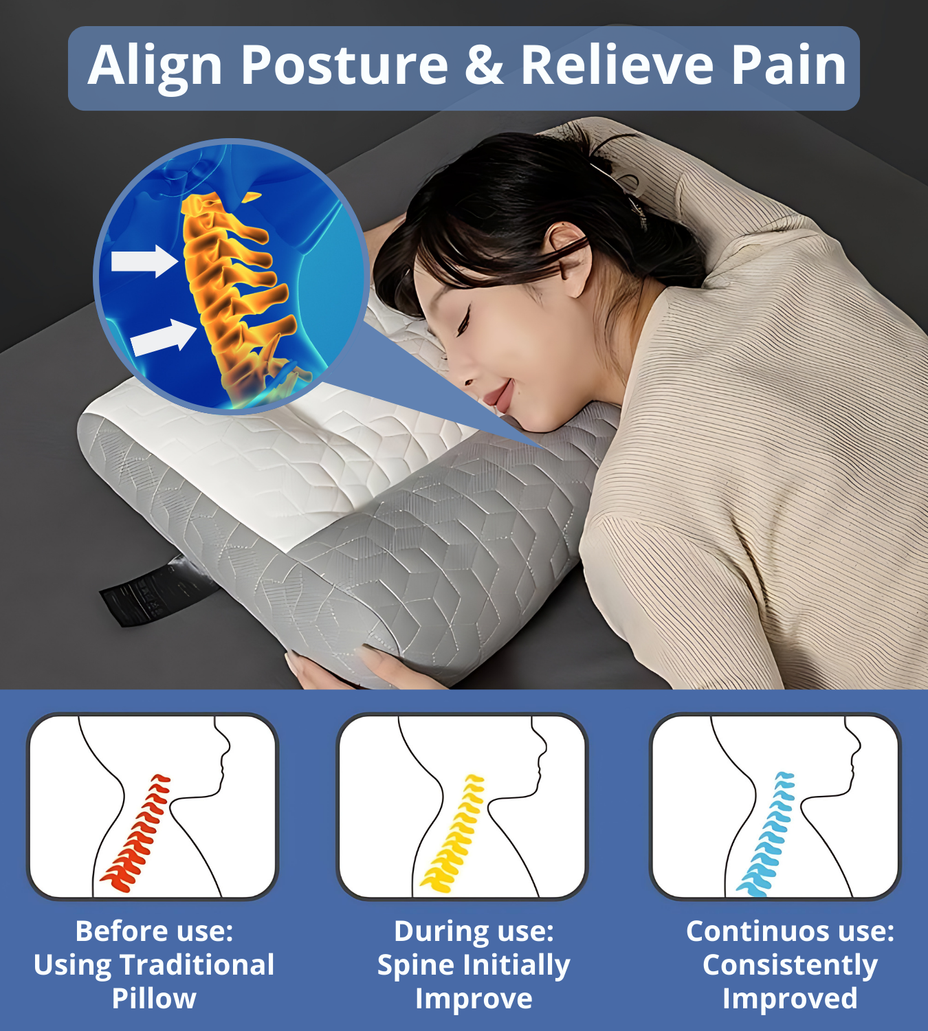 💕The Best Sleep Partner - Neck - relieving Pillow with Zoned Design