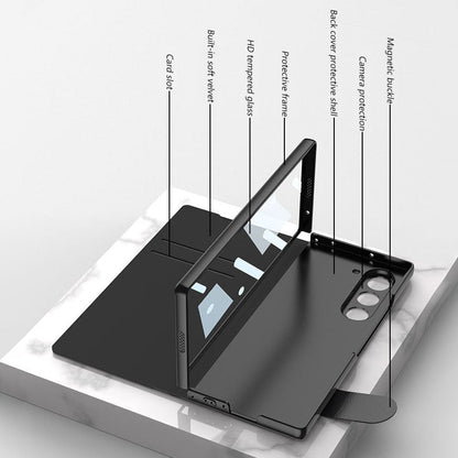 Luxurious Leather Cover Shockproof Phone Case With Screen Protector & Pen Slot For Galaxy Z Fold 6/7