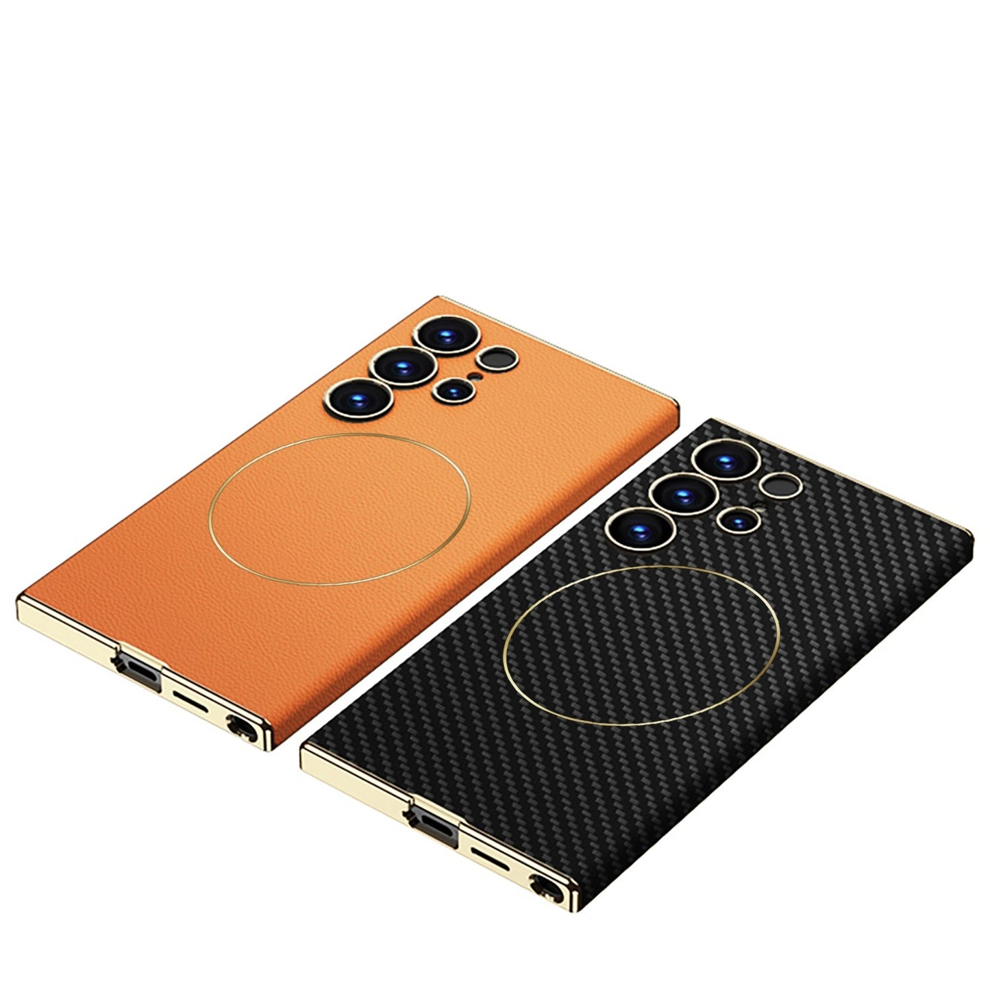 Luxurious Leather Shockproof Phone Case Support Wireless Charge For Galaxy S25 S24 S23 Ultra