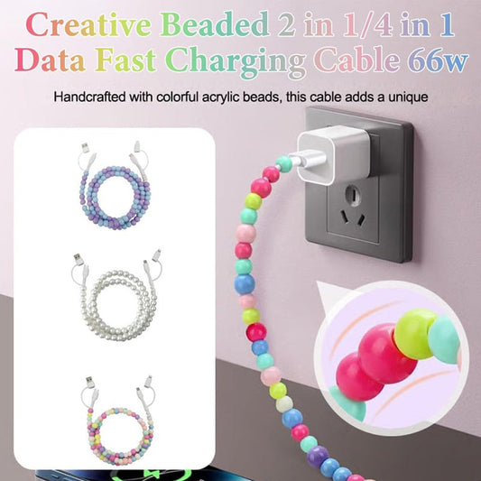 Beaded Charging Cords, 2-in-1 Beaded Charging Cord&fast charging cable, Multipurpose Fast Phone Charger, colorful charger cord
