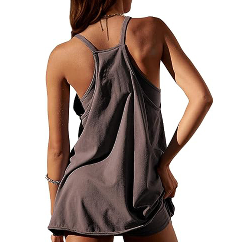 Women Dress Workout Mini Dress with Shorts Sleeveless Straps Golf Athletic Dresses