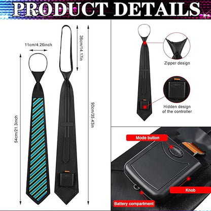 Sound Control Light Up Tie With Follow Music Flash Novelty Shining Ties For Men,Women DJ,Parties,Bars and Mardi Gras