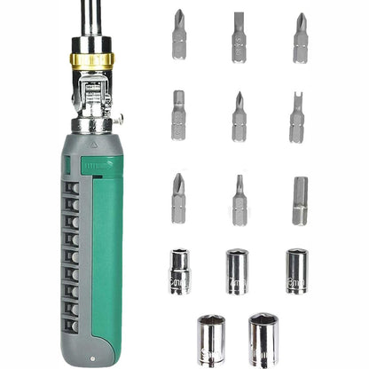 Ratcheting screwdriver set Tool Kit 14-in-1 Screw Driver Set Kit Multi Screwdriver with Magnetic Tip, 180° Adjustable Angle
