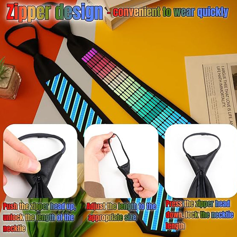 Sound Control Light Up Tie With Follow Music Flash Novelty Shining Ties For Men,Women DJ,Parties,Bars and Mardi Gras