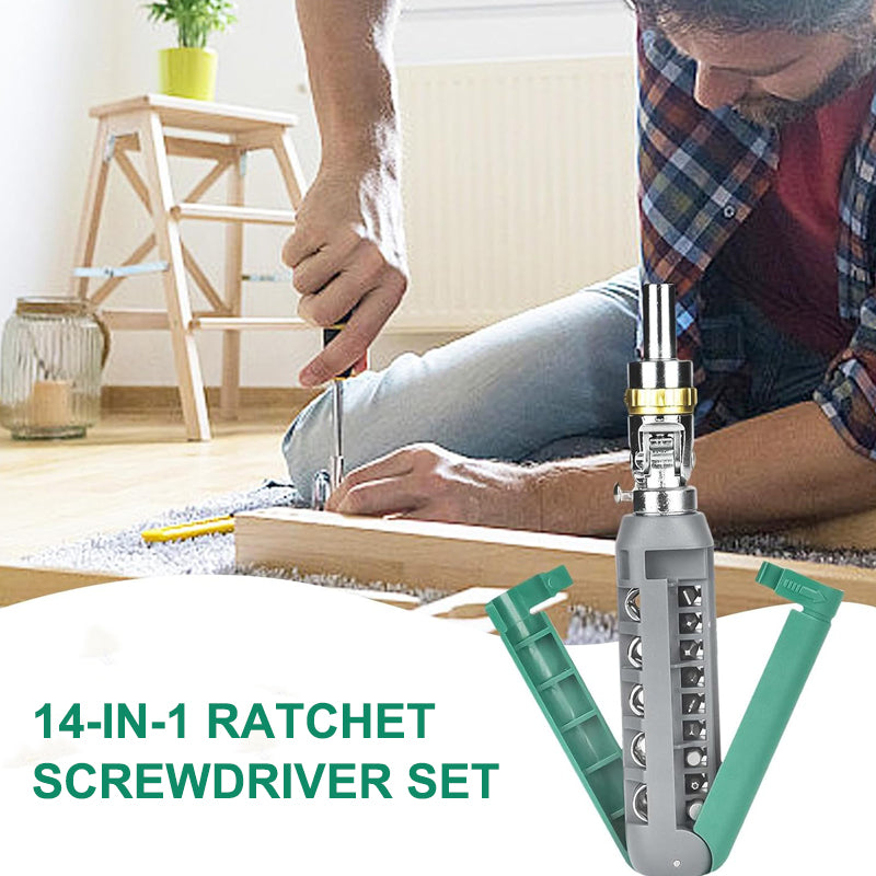 Ratcheting screwdriver set Tool Kit 14-in-1 Screw Driver Set Kit Multi Screwdriver with Magnetic Tip, 180° Adjustable Angle