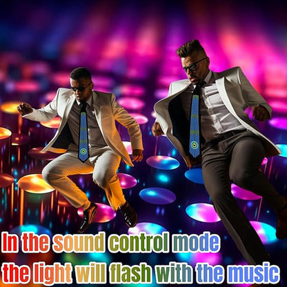 Sound Control Light Up Tie With Follow Music Flash Novelty Shining Ties For Men,Women DJ,Parties,Bars and Mardi Gras