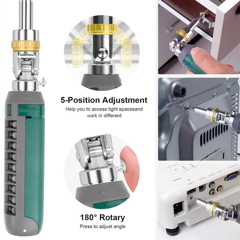 Ratcheting screwdriver set Tool Kit 14-in-1 Screw Driver Set Kit Multi Screwdriver with Magnetic Tip, 180° Adjustable Angle