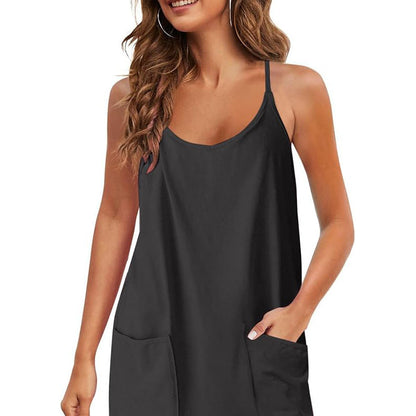 Women Dress Workout Mini Dress with Shorts Sleeveless Straps Golf Athletic Dresses