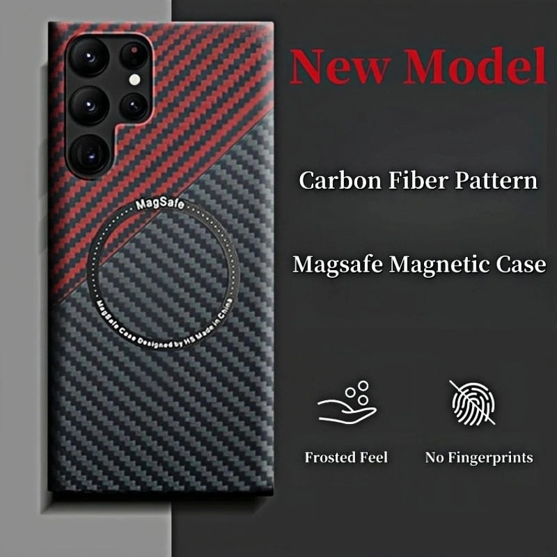 Carbon Fiber Pattern Magnetic Case – Slim, Full Protection, Magnetic Compatible For Galaxy S25 S24 S23 S22 Series