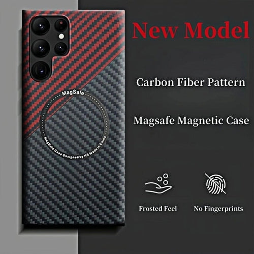 Carbon Fiber Pattern Magnetic Case – Slim, Full Protection, Magnetic Compatible For Galaxy S25 S24 S23 S22 Series