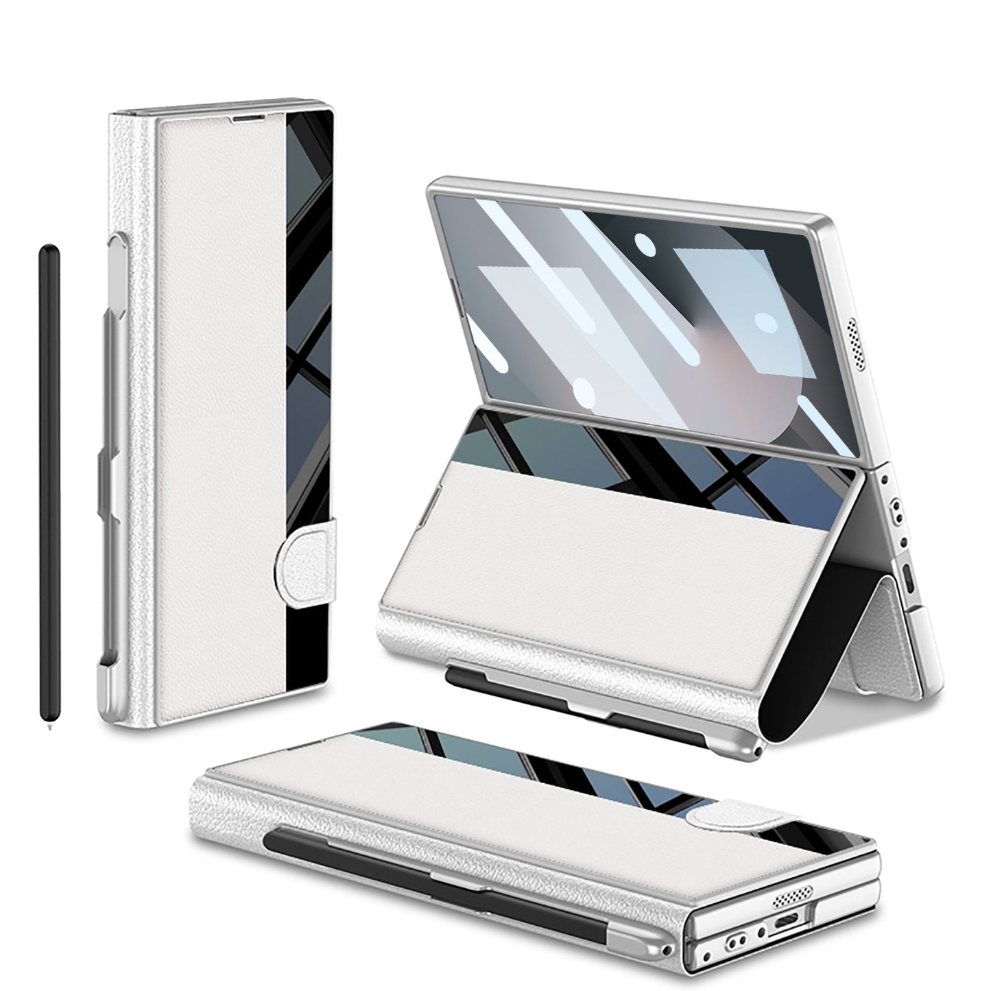 Luxurious Leather Cover Shockproof Phone Case With Screen Protector & Pen Slot For Galaxy Z Fold 6/7