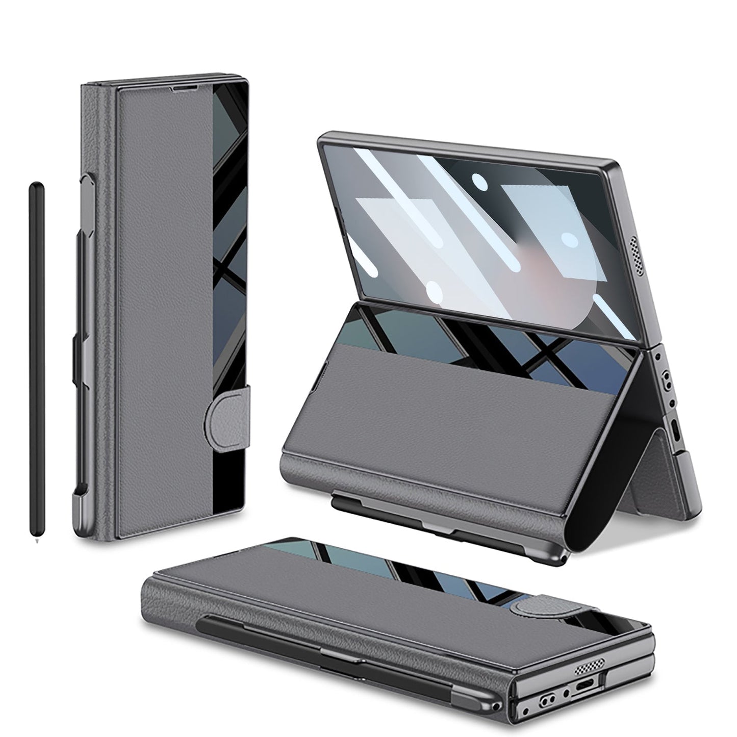 Luxurious Leather Cover Shockproof Phone Case With Screen Protector & Pen Slot For Galaxy Z Fold 6/7