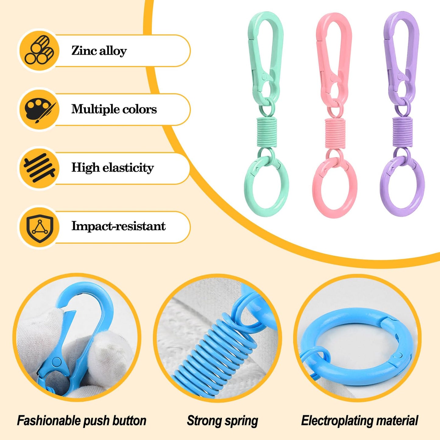 Car Keychain Bag Accessories Colorful Spring Keychain Pendant(4 Random Colors)