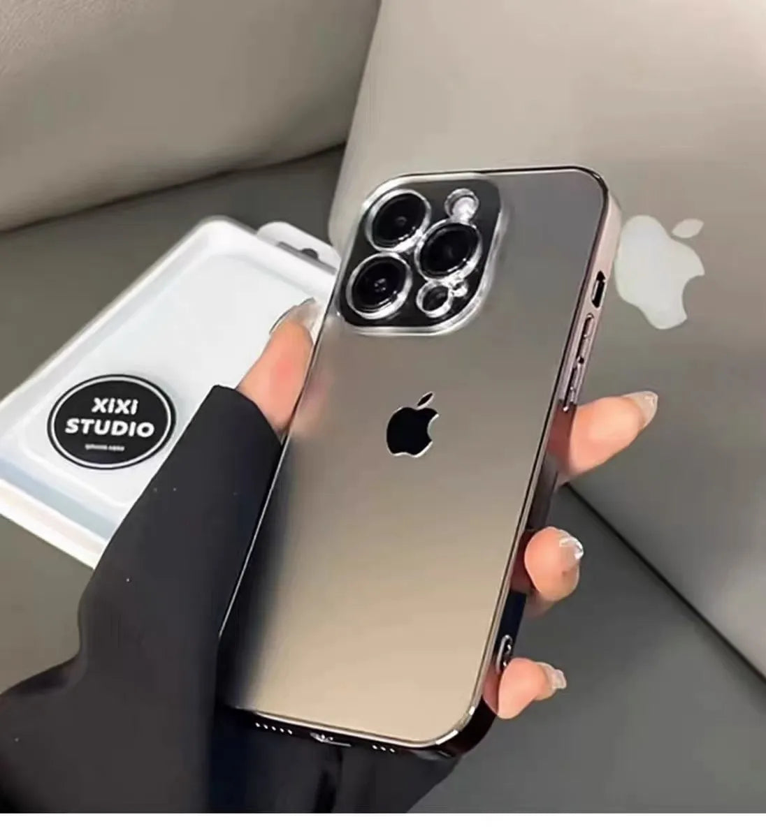 Electroplated Matte Acrylic Tempered Glass iPhone Protective Case