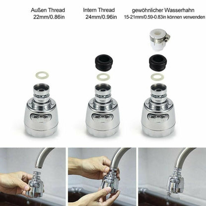 360-degree rotatable connection nozzles for faucets, ABS, or metal