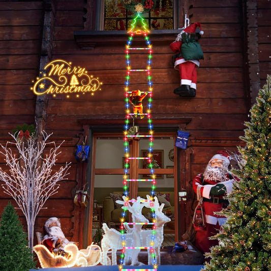 🎄 LED Christmas Decorative Ladder Lights with Santa Claus 🎅✨